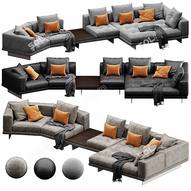 Luxury Minotti Velvet Leather Set 3D model image 1