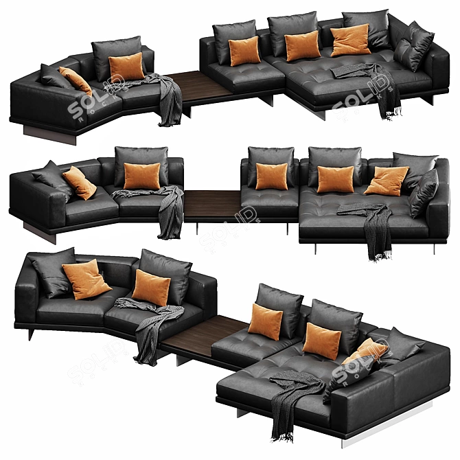 Luxury Minotti Velvet Leather Set 3D model image 3
