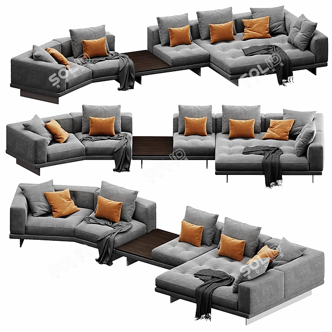 Luxury Minotti Velvet Leather Set 3D model image 4