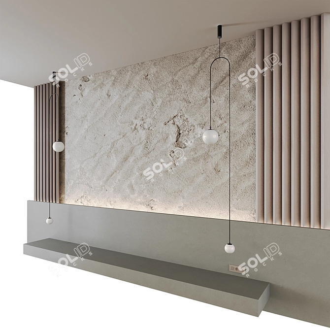 Rock Panel Headboard Wall Decor 3D model image 2