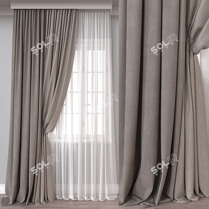  3D Curtain Model for Vray 3D model image 1