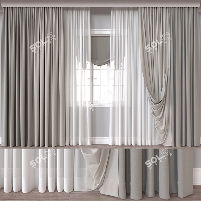 Multi-Format 3D Curtain Model 3D model image 1