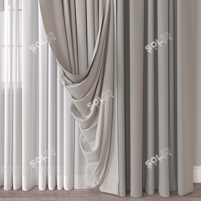 Multi-Format 3D Curtain Model 3D model image 2