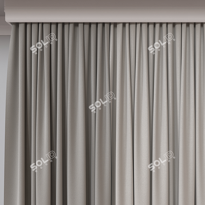 Multi-Format 3D Curtain Model 3D model image 3