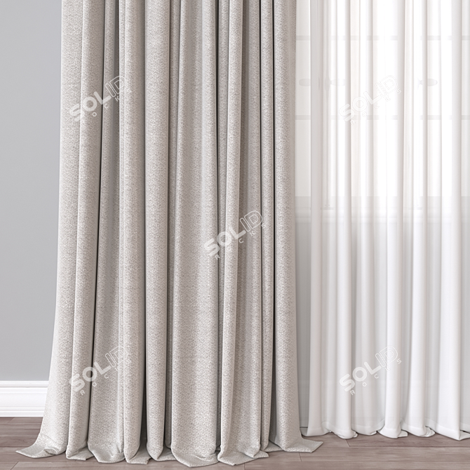 Versatile 3D Curtain Model Square 3D model image 2