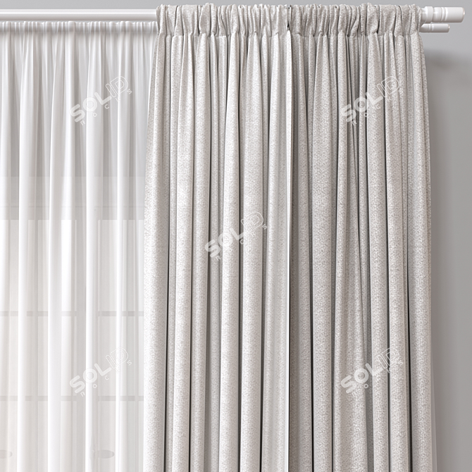 Versatile 3D Curtain Model Square 3D model image 3