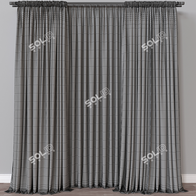 Versatile 3D Curtain Model Square 3D model image 4