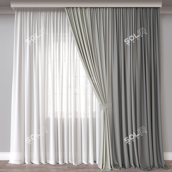  Modern 3D Curtain Model 3D model image 1