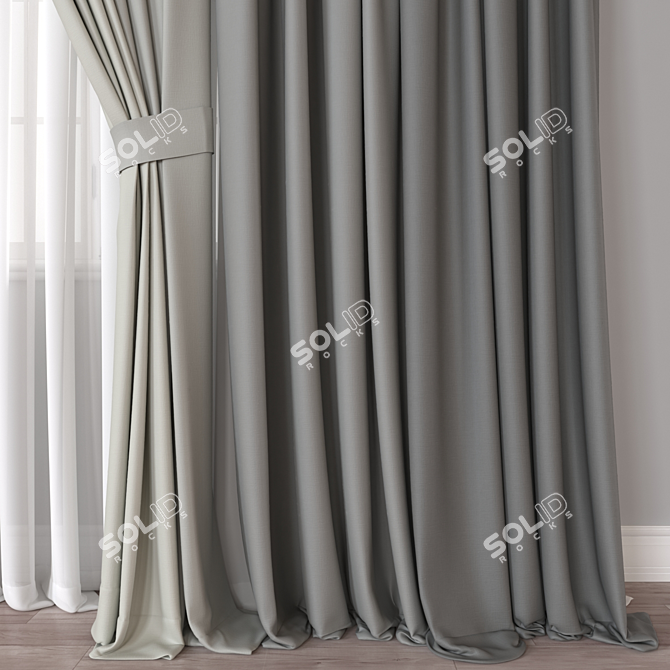  Modern 3D Curtain Model 3D model image 2