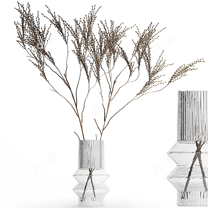 Modern Minimalist Dried Floral Arrangement 3D model image 1