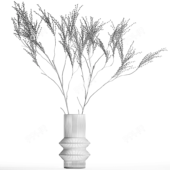 Modern Minimalist Dried Floral Arrangement 3D model image 6