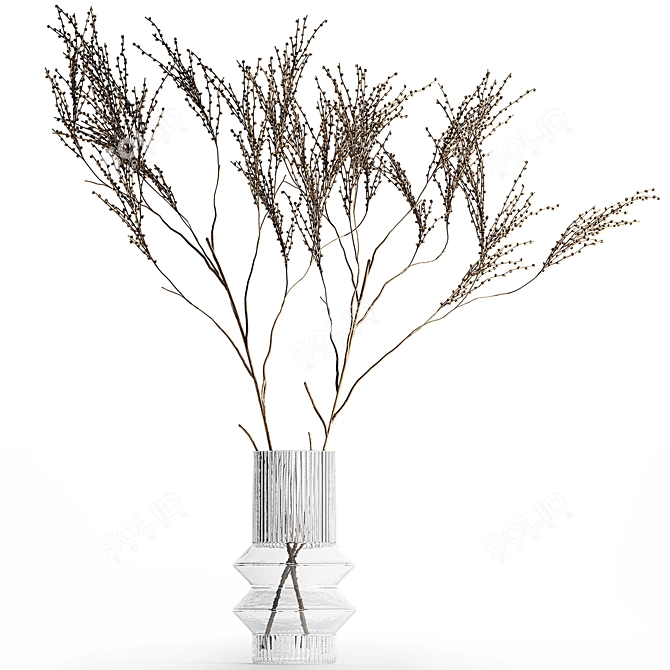 Modern Minimalist Dried Floral Arrangement 3D model image 7