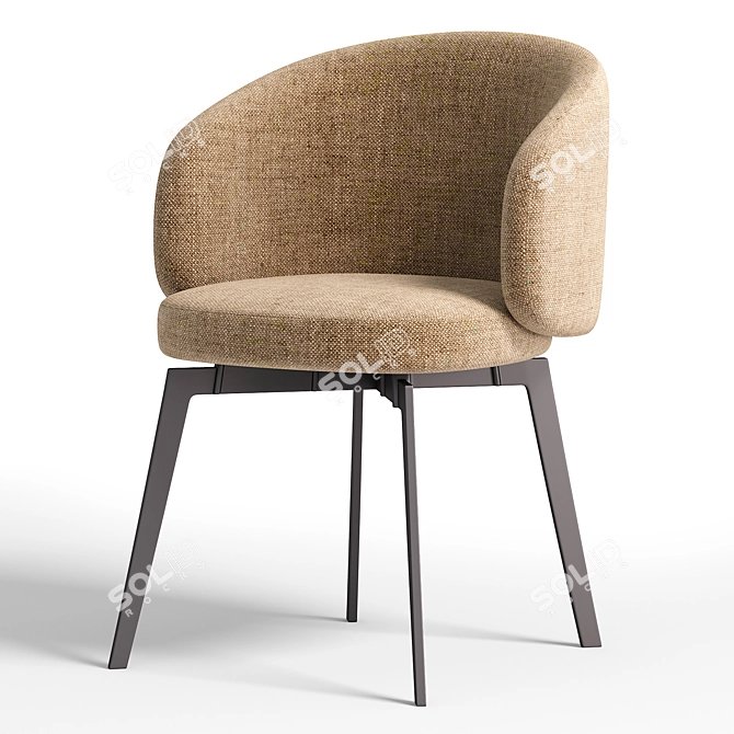 Modern Upholstered Metal Dining Chair 3D model image 4