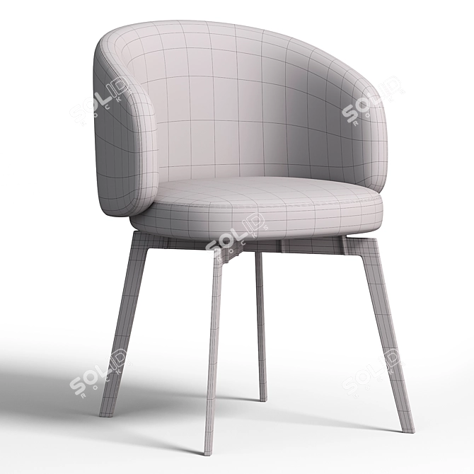 Modern Upholstered Metal Dining Chair 3D model image 6