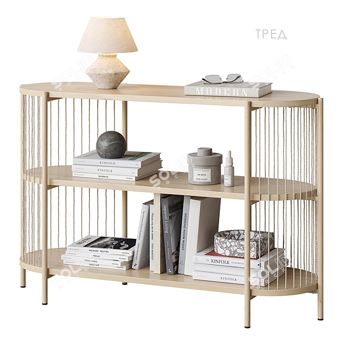 Contemporary Wooden Shelf Furniture 3D model image 1