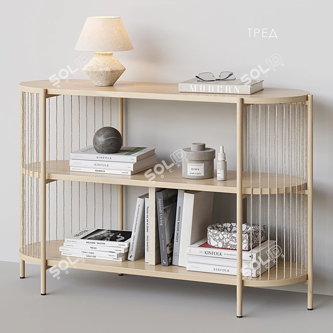 Contemporary Wooden Shelf Furniture 3D model image 2
