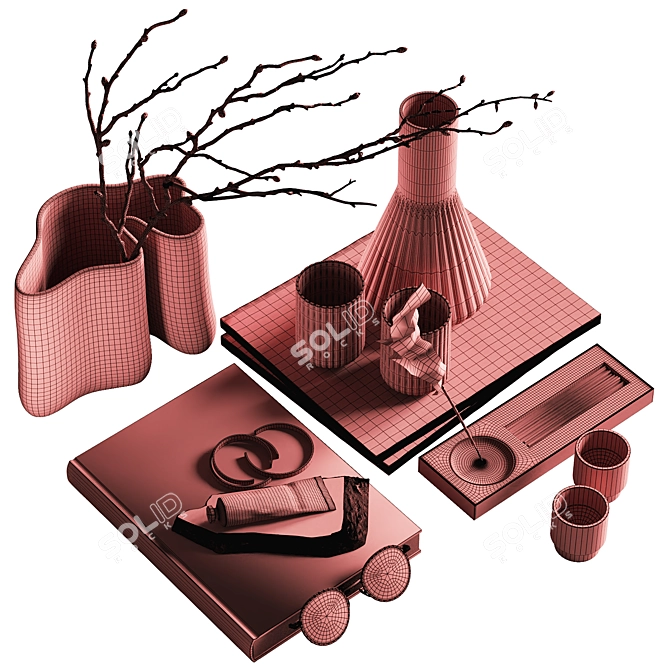 Decorative Coffee Table Set 3D model image 4