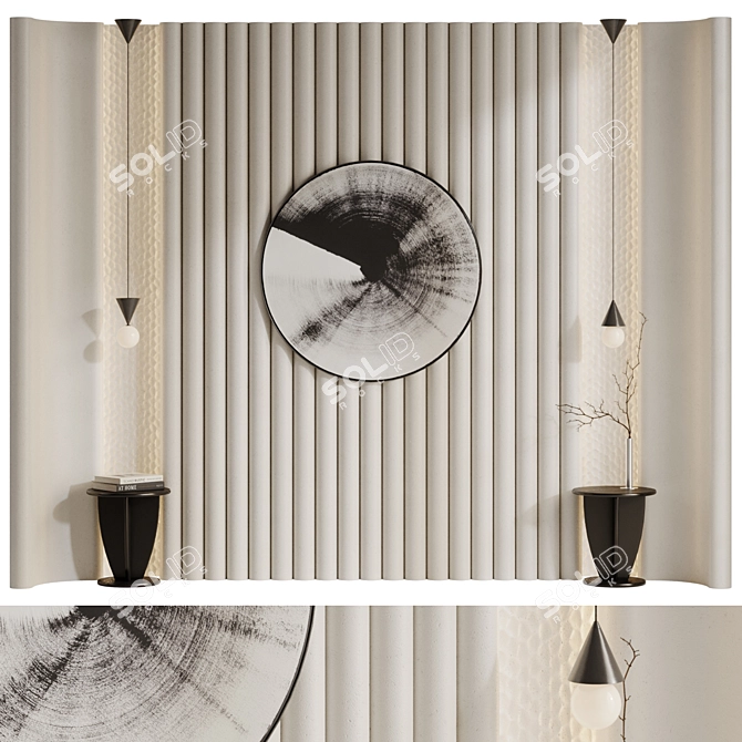 Monochrome Composition Wall Panel 3D model image 1