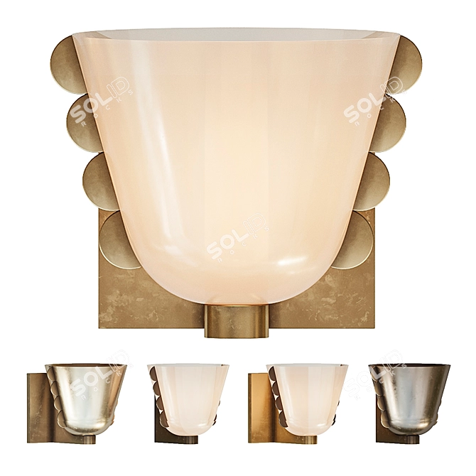 Elegant Glass Brass Calla Sconce 3D model image 1