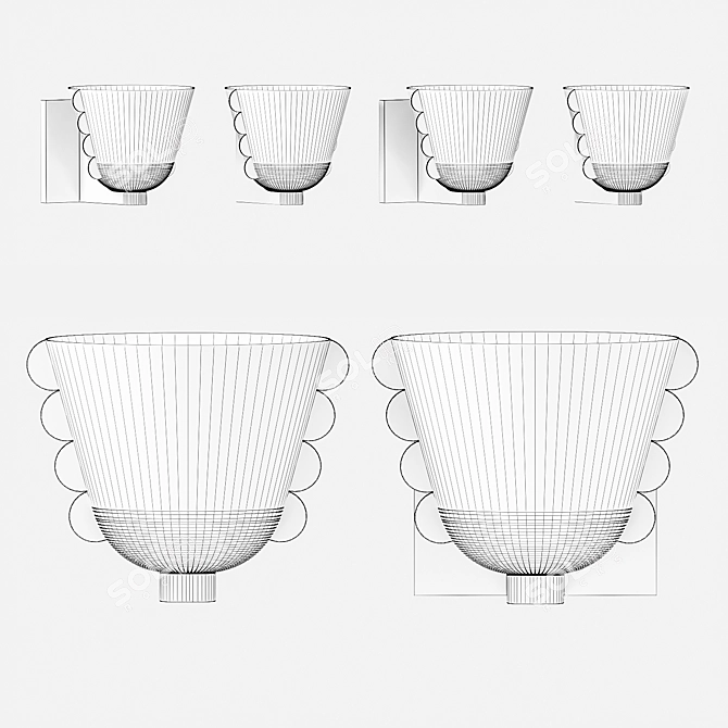 Elegant Glass Brass Calla Sconce 3D model image 3