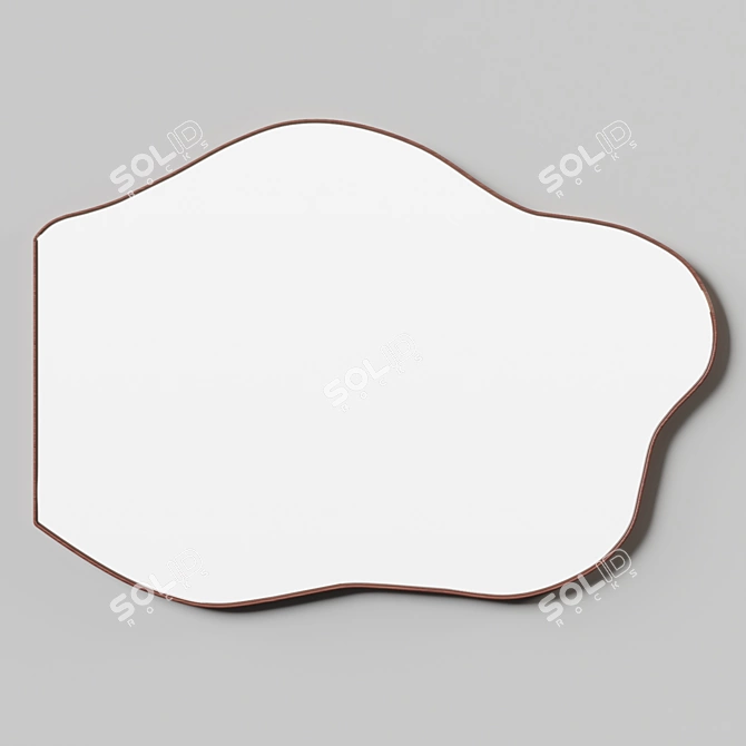 Modern Asymmetry Wood Wall Mirror 3D model image 2