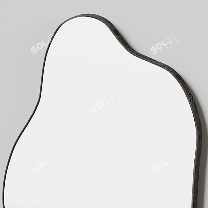 Modern Asymmetry Wood Wall Mirror 3D model image 4