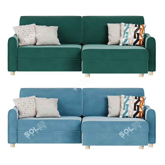 Lille Velvet Stone Corner Sofa 3D model image 2