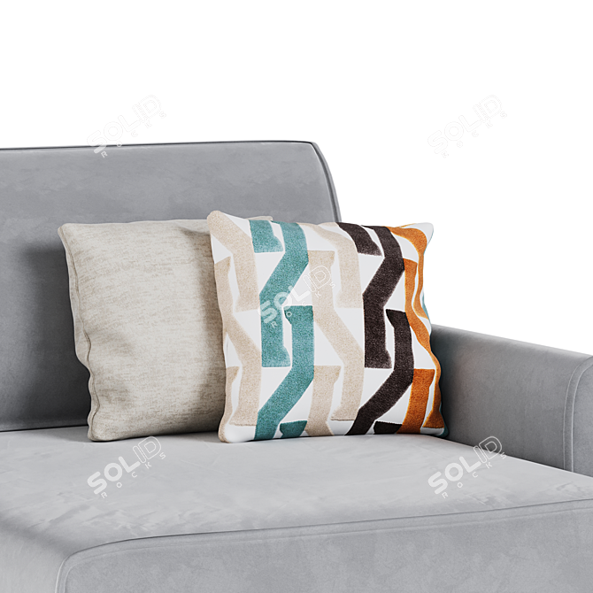 Lille Velvet Stone Corner Sofa 3D model image 4