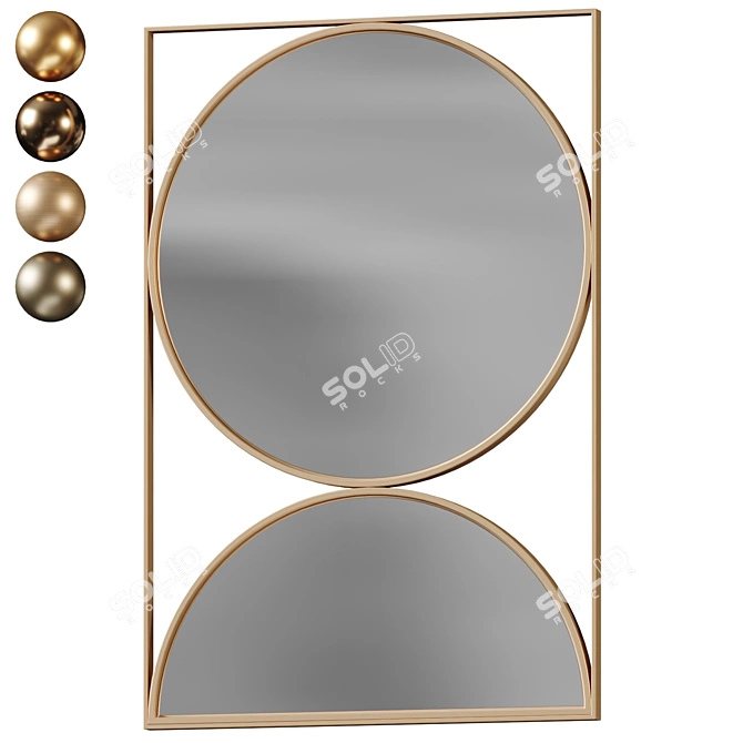 Sandglass Wall Mirror, Gold Accents 3D model image 1