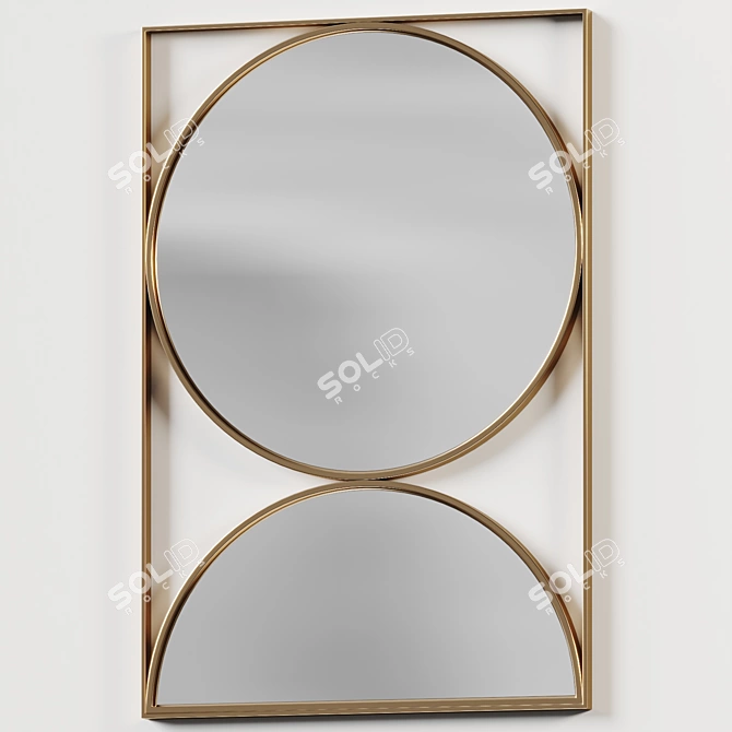 Sandglass Wall Mirror, Gold Accents 3D model image 2