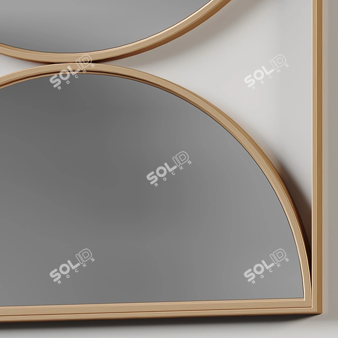 Sandglass Wall Mirror, Gold Accents 3D model image 3