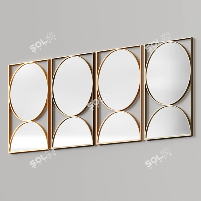 Sandglass Wall Mirror, Gold Accents 3D model image 4