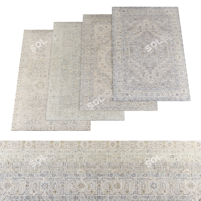 High-Res Rugs 4-Pack Texture 3D model image 1