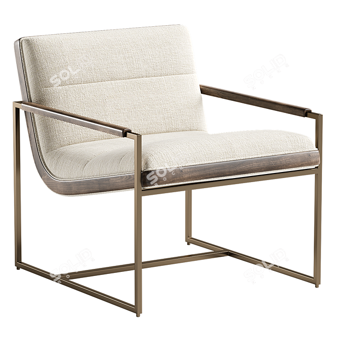 Rina Off White Gold Occasional Chair 3D model image 1