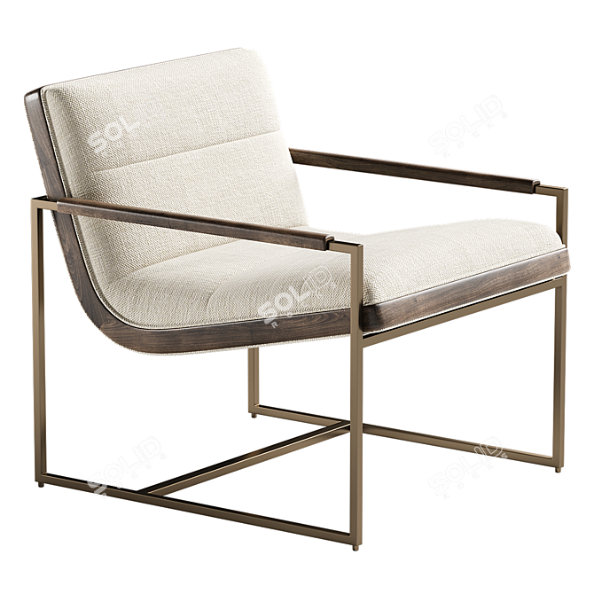 Rina Off White Gold Occasional Chair 3D model image 2