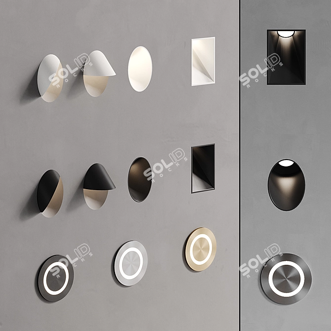 Minimalist Inset Stair Lighting Set 3D model image 1