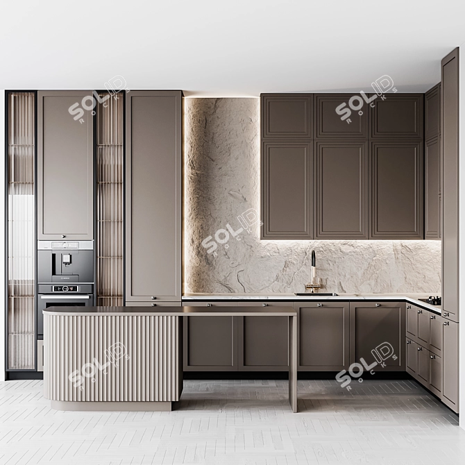 Adjustable Neoclassic Kitchen Unit 3D model image 1