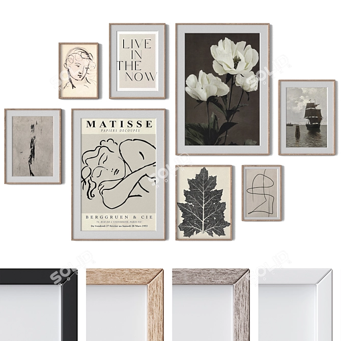 Modern Wall Art Frames Set 3D model image 1