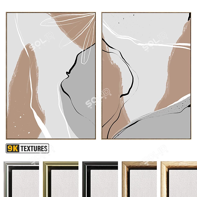 Plaster Texture Dual Photo Frame 3D model image 1