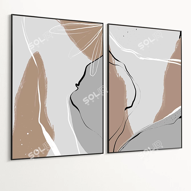 Plaster Texture Dual Photo Frame 3D model image 5