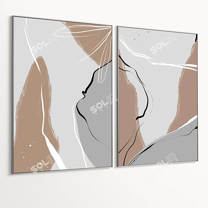 Plaster Texture Dual Photo Frame 3D model image 6