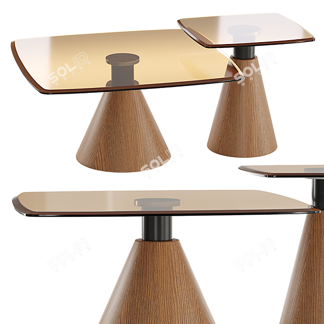 Modern Glass Coffee Table Set 3D model image 1