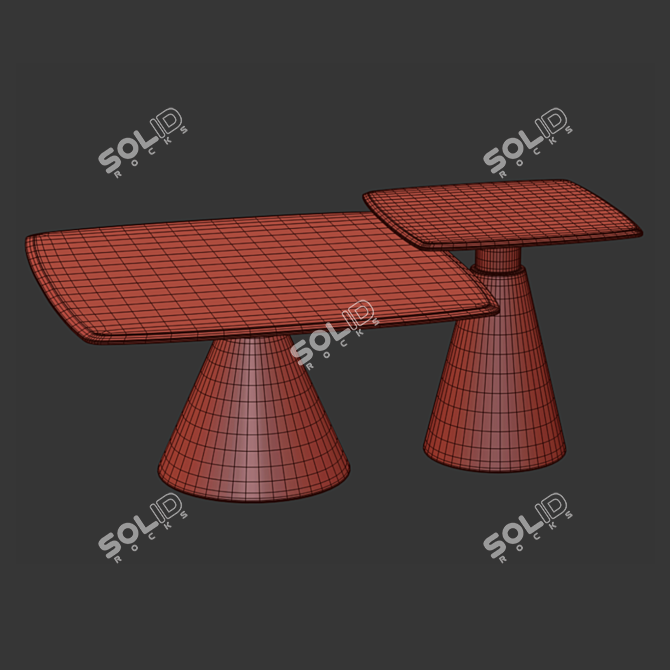 Modern Glass Coffee Table Set 3D model image 3