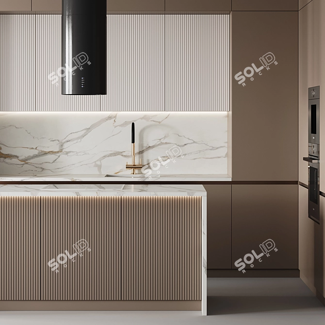 Customizable Modern Kitchen 3D Model 3D model image 4