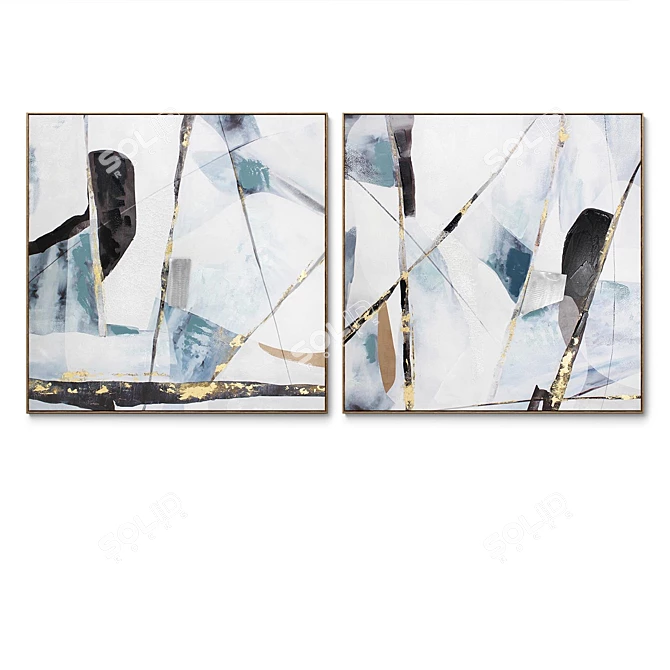  Plaster Square Photo Frames Set 3D model image 3