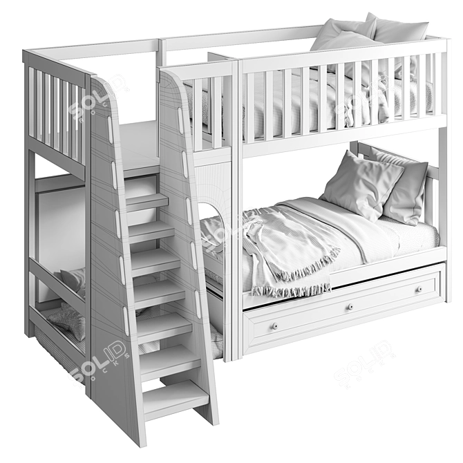 Kids Loft Bed with Play Area 3D model image 5