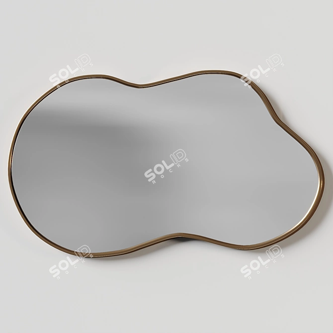 Wave Cloud Asymmetrical Wall Mirror 3D model image 2