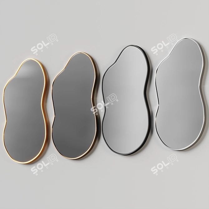 Wave Cloud Asymmetrical Wall Mirror 3D model image 5