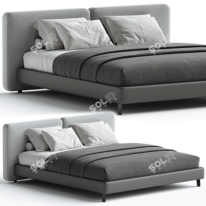 Modern Minimalist Bethune Bed 3D model image 1