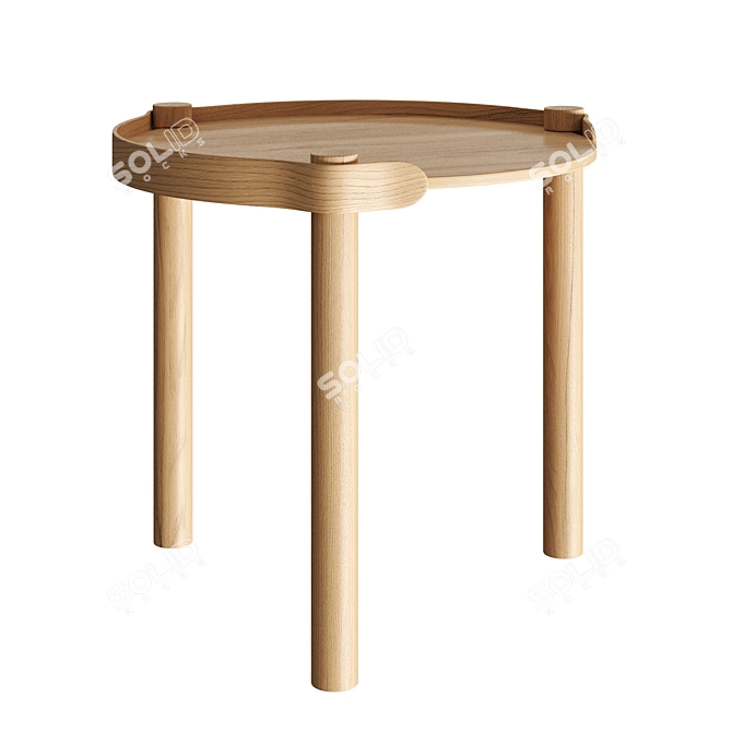 Woody Oak Round Side Table 3D model image 1